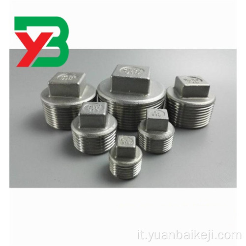 Tappi tubi inossidabile npt thread hesta quadrate testa